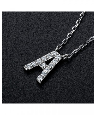 Moissanite Initial Necklace for Women, 925 Sterling Silver Letter A-Z Necklace with 18K White Gold Plated, Christmas Mothers ...