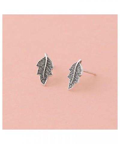 Jewelry Sterling Silver Oxidized Tree Leaf Nature Stud Earrings $11.04 Earrings