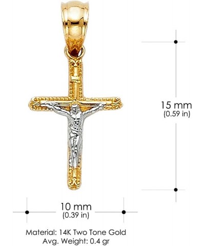 14K Two Tone Gold Jesus Crucifix Cross Religious Charm Pendant with 0.5mm Box Chain Necklace 18.0 Inches $54.60 Necklaces