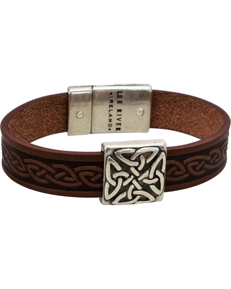 01104A Braden Square Celtic Leather Cuff, Brown (Medium) $20.25 Bracelets