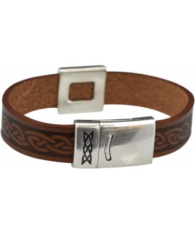 01104A Braden Square Celtic Leather Cuff, Brown (Medium) $20.25 Bracelets