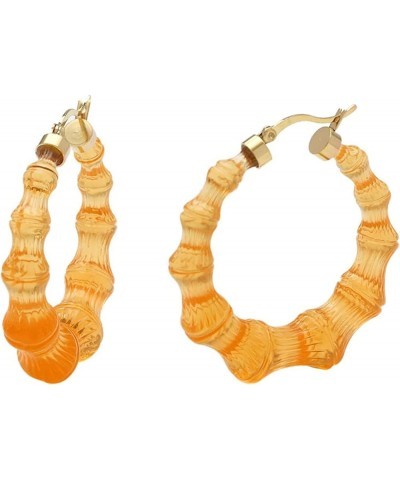 Colorful Acrylic Bamboo Earrings for Women 80s 90s Large Hoops Earrings Hip-Hop Statement Earring Fashion Jewelry Gift Orange...