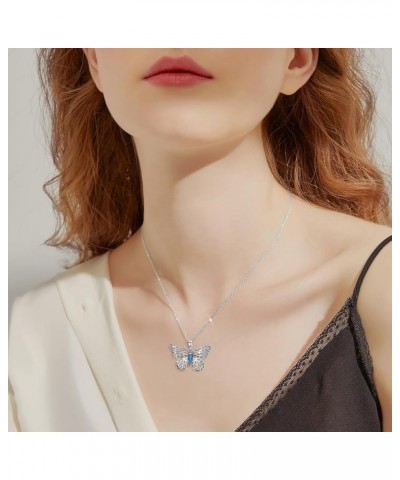 Sterling Silver Dragonfly Pendant Necklace for Women Mom Turquoise Moonstone Animal Jewelry Gifts Butterfly $23.00 Necklaces