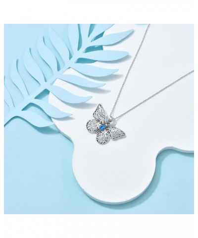 Sterling Silver Dragonfly Pendant Necklace for Women Mom Turquoise Moonstone Animal Jewelry Gifts Butterfly $23.00 Necklaces