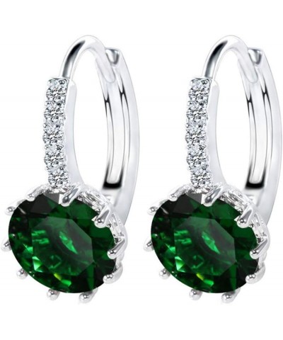 Charming 18K White Gold Plated Filled Womens Hoop Earrings with CZ Gemstones 4 $4.14 Earrings