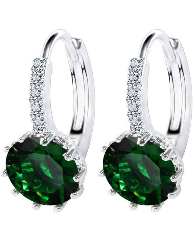 Charming 18K White Gold Plated Filled Womens Hoop Earrings with CZ Gemstones 4 $4.14 Earrings