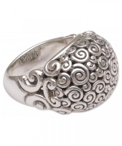 Artisan Handmade .925 Sterling Silver Dome Ring Artisan Jewelry Domed Indonesia 'Cloud Bubble' $49.25 Rings