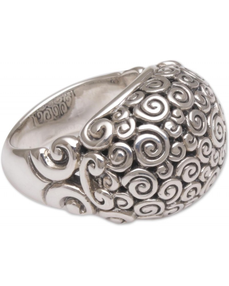 Artisan Handmade .925 Sterling Silver Dome Ring Artisan Jewelry Domed Indonesia 'Cloud Bubble' $49.25 Rings