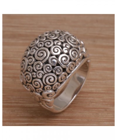 Artisan Handmade .925 Sterling Silver Dome Ring Artisan Jewelry Domed Indonesia 'Cloud Bubble' $49.25 Rings