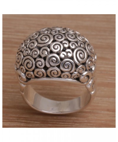 Artisan Handmade .925 Sterling Silver Dome Ring Artisan Jewelry Domed Indonesia 'Cloud Bubble' $49.25 Rings