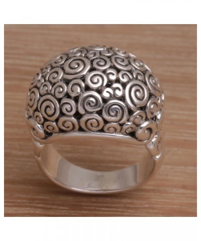 Artisan Handmade .925 Sterling Silver Dome Ring Artisan Jewelry Domed Indonesia 'Cloud Bubble' $49.25 Rings