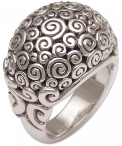 Artisan Handmade .925 Sterling Silver Dome Ring Artisan Jewelry Domed Indonesia 'Cloud Bubble' $49.25 Rings