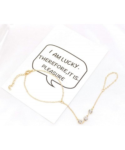 Crystal Hand Chain Rhinestone Finger Ring Bracelets Slave Bracelet for Women and Girls Gold $7.64 Bracelets