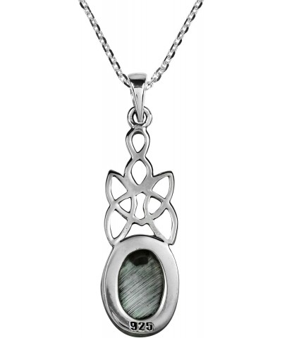 Celtic Knot Oval Drop White Mother of Pearl Inlay .925 Sterling Silver Pendant Necklace $9.27 Necklaces