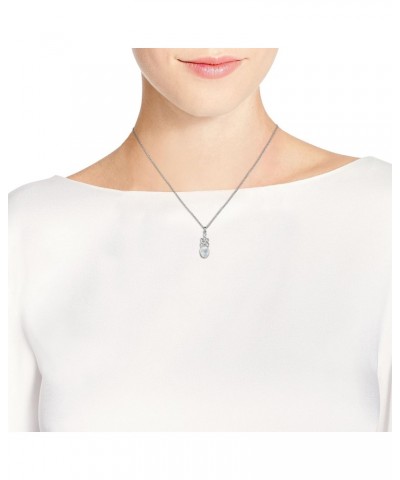 Celtic Knot Oval Drop White Mother of Pearl Inlay .925 Sterling Silver Pendant Necklace $9.27 Necklaces