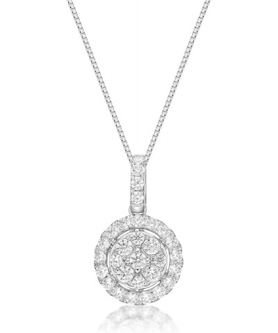 1/2 Carat Lab Grown Diamond Round Halo Pendant Necklace for Women in 10k White Gold on 18 Inch Chain (G-H, VS2-SI1, cttw) Spr...