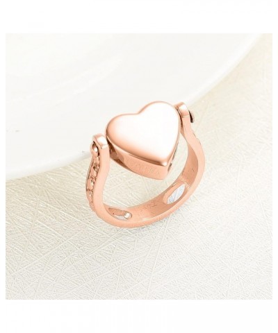 Cremation Ring for Ashes Engravable Heart Urn Finger Ring Crystal Embellishment Stainless Steel Memorial Jewelry 6 7 8 9 A-Cu...