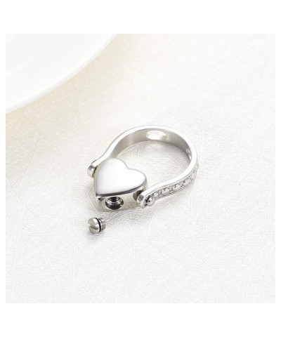 Cremation Ring for Ashes Engravable Heart Urn Finger Ring Crystal Embellishment Stainless Steel Memorial Jewelry 6 7 8 9 A-Cu...