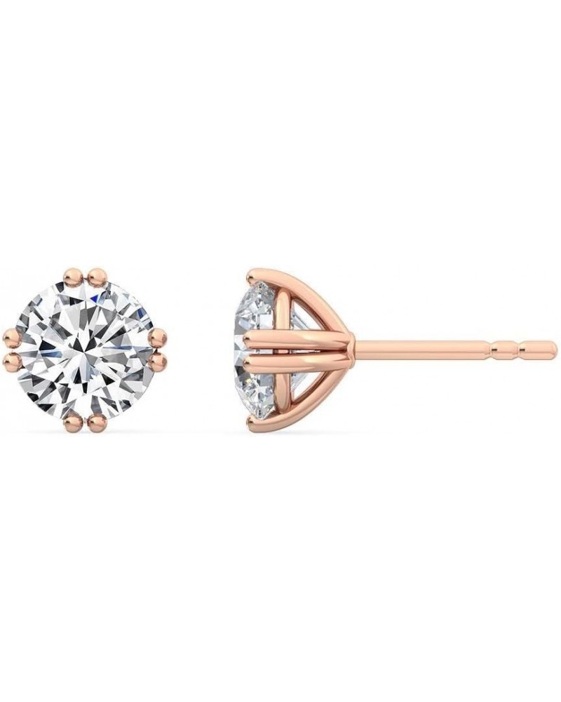 1-5 Carat (ctw) White Gold Round Cut LAB GROWN Diamond Eight Prong Stud Earrings (Color H-I Clarity VS1-VS2) Rose Gold 4.0 ca...