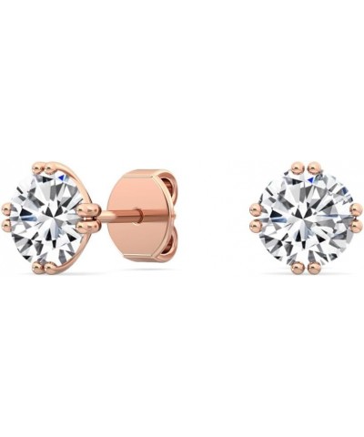 1-5 Carat (ctw) White Gold Round Cut LAB GROWN Diamond Eight Prong Stud Earrings (Color H-I Clarity VS1-VS2) Rose Gold 4.0 ca...