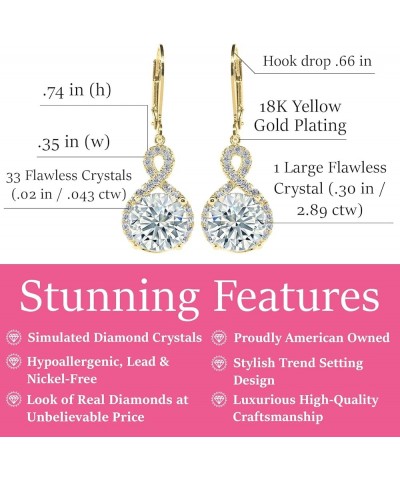 Alessandra 18k White Gold Dangle Earrings | Round Cut Cubic Zirconia Earrings, Women's Drop & Dangle Earrings, Infinity Halo ...