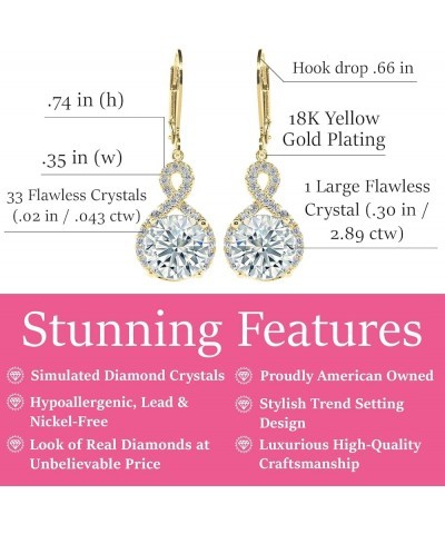 Alessandra 18k White Gold Dangle Earrings | Round Cut Cubic Zirconia Earrings, Women's Drop & Dangle Earrings, Infinity Halo ...