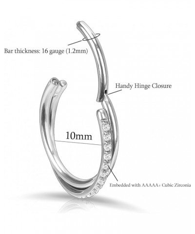 316L Surgical Steel Hinged CZ Conch Piercing Jewelry 16G 8mm 10mm Earring Hoop Nose Rings Segment Clicker Septum Lip Rings Ca...