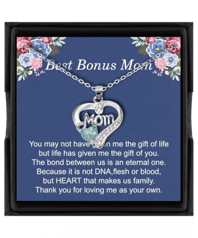 Bonus Mom Necklace Valentines Day Gifts for Mom Mom Letter Heart Pendant Necklace for Bonus Mom Gift For Mom From Daughter Mo...