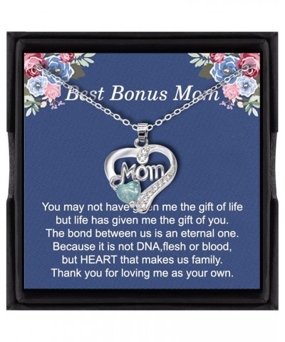 Bonus Mom Necklace Valentines Day Gifts for Mom Mom Letter Heart Pendant Necklace for Bonus Mom Gift For Mom From Daughter Mo...