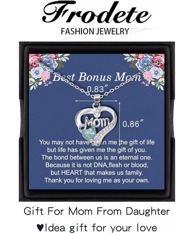 Bonus Mom Necklace Valentines Day Gifts for Mom Mom Letter Heart Pendant Necklace for Bonus Mom Gift For Mom From Daughter Mo...