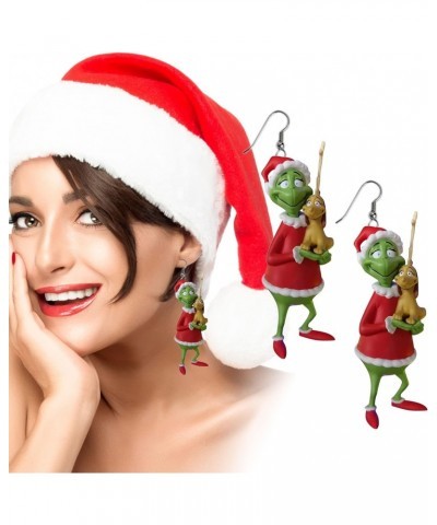 Christmas Cute Green Monster Earrings Classic Christmas Acrylic Ear Ornament Womens Jewelry Gifts for Girls Ear Drop $4.19 Ea...