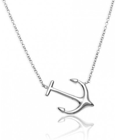 Sterling Silver 16" + 2" Extension Sideways Anchor Necklace … $15.99 Necklaces