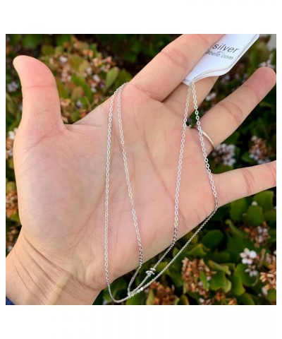 1pc Authentic 925 Sterling Silver 1.5mm 2.2mm Flat Cable Chain Necklace Tarnish Resistant Hypoallergenic Nickel Free Women Me...