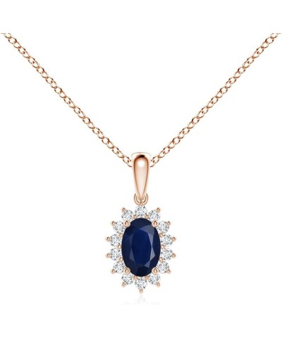 Natural Blue Sapphire Oval Pendant Necklace in 14K Solid Gold for Women, Girls with 18" Chain | September Birthstone Jewelry ...