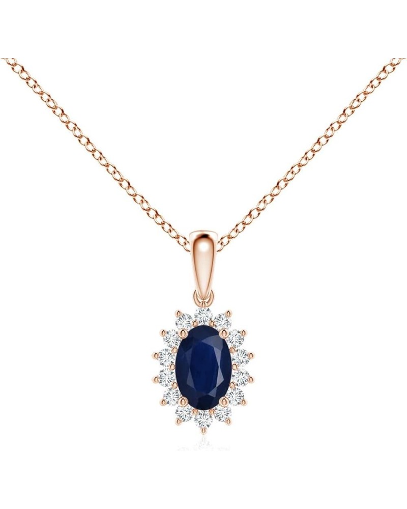 Natural Blue Sapphire Oval Pendant Necklace in 14K Solid Gold for Women, Girls with 18" Chain | September Birthstone Jewelry ...