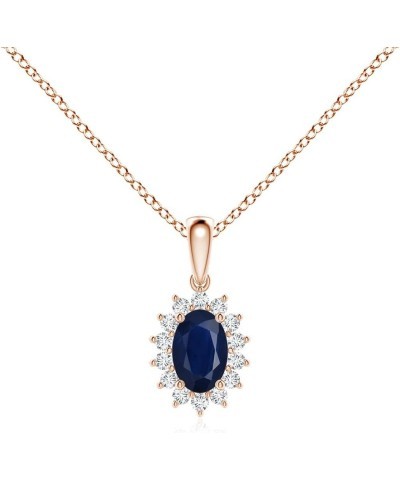 Natural Blue Sapphire Oval Pendant Necklace in 14K Solid Gold for Women, Girls with 18" Chain | September Birthstone Jewelry ...