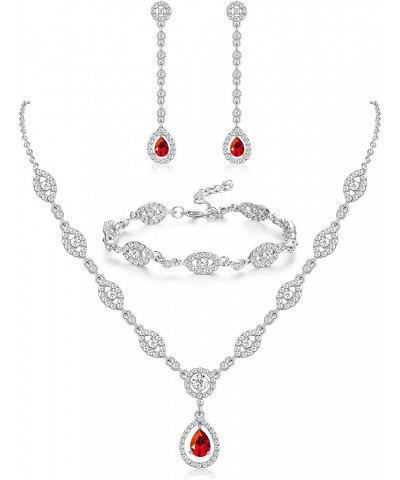 Wedding Bridal Jewelry Set For Women Silver Prom Costume Jewelry Sets Rhinestone Crystal Teardrop Necklace Earrings Bracelet ...