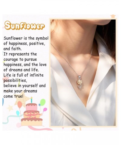 Sunflower Necklace, Sunflower Gifts Ideas for Daughter Niece Bestfriend Women Teenage Teen Girls Jewelry Birthday $12.75 Neck...