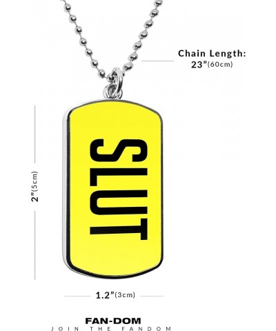 Slut Dog Tag Pendant Pride Necklace Funny Gag gifts military dogtag curse words message pendant charms accessories Yellow $16...