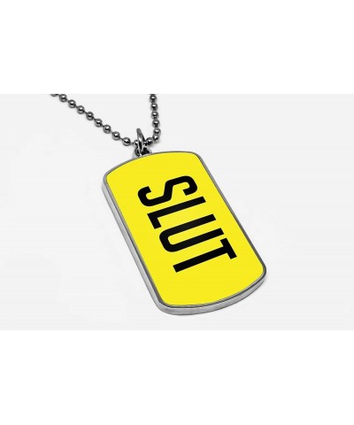 Slut Dog Tag Pendant Pride Necklace Funny Gag gifts military dogtag curse words message pendant charms accessories Yellow $16...