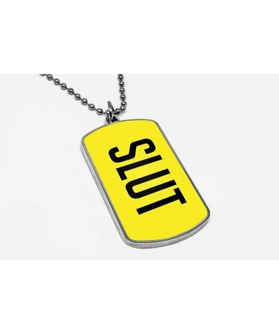 Slut Dog Tag Pendant Pride Necklace Funny Gag gifts military dogtag curse words message pendant charms accessories Yellow $16...