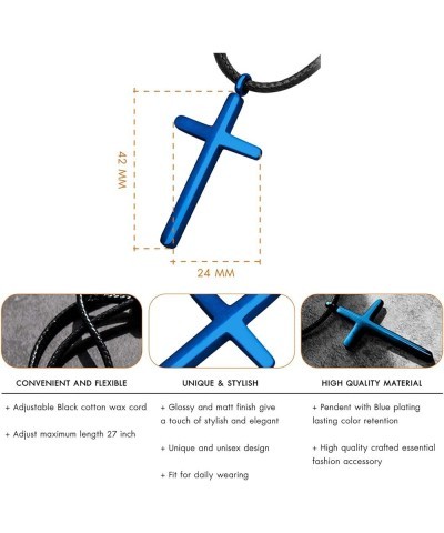 Stainless Steel Cross Necklace for Men - Mens Cross Necklaces with 18 to 24 Inches Waterproof Adjustable Black Leather Rope B...