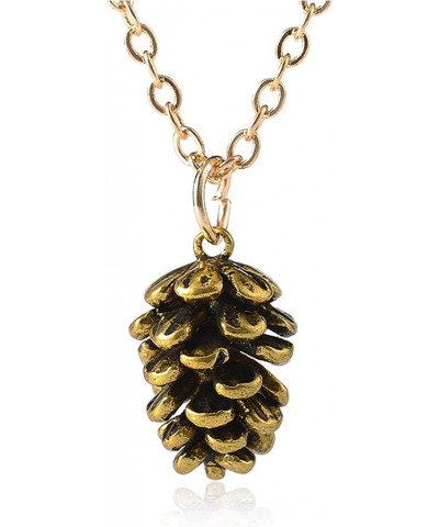 Metal Pine Nuts Necklace Charm Retro Pinecone Nut Plant Specimen Pendants Necklace for Women Jewelry Accessories Gold $6.88 N...