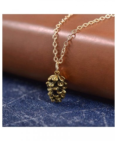 Metal Pine Nuts Necklace Charm Retro Pinecone Nut Plant Specimen Pendants Necklace for Women Jewelry Accessories Gold $6.88 N...