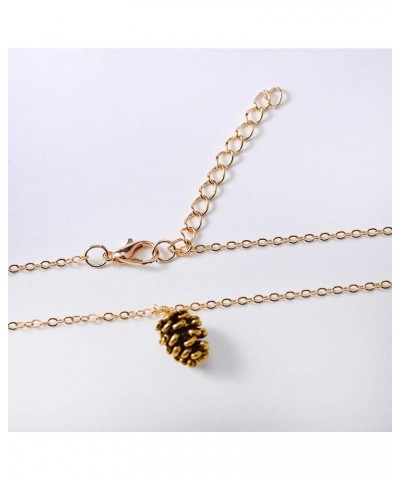 Metal Pine Nuts Necklace Charm Retro Pinecone Nut Plant Specimen Pendants Necklace for Women Jewelry Accessories Gold $6.88 N...