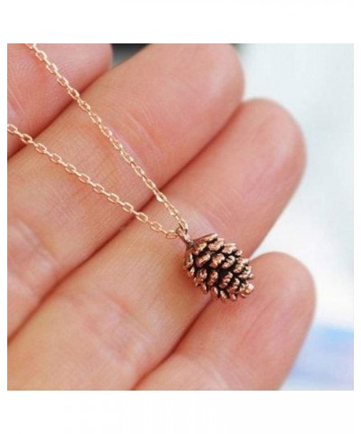 Metal Pine Nuts Necklace Charm Retro Pinecone Nut Plant Specimen Pendants Necklace for Women Jewelry Accessories Gold $6.88 N...