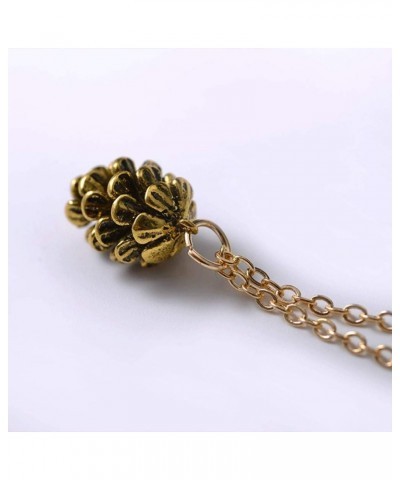 Metal Pine Nuts Necklace Charm Retro Pinecone Nut Plant Specimen Pendants Necklace for Women Jewelry Accessories Gold $6.88 N...