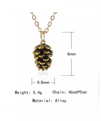 Metal Pine Nuts Necklace Charm Retro Pinecone Nut Plant Specimen Pendants Necklace for Women Jewelry Accessories Gold $6.88 N...