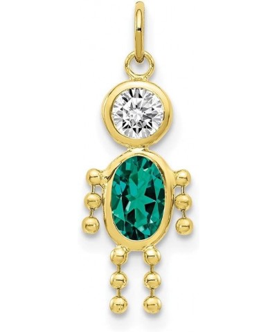 10K Yellow Gold May Birthstone Boy Charm Pendant for Women (L- 0.79 Inch, W- 0.4 Inch) $34.44 Pendants