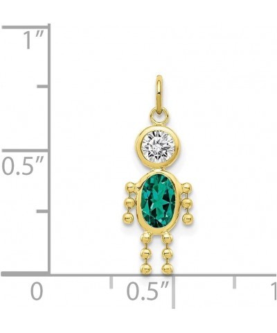 10K Yellow Gold May Birthstone Boy Charm Pendant for Women (L- 0.79 Inch, W- 0.4 Inch) $34.44 Pendants